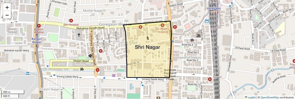 Location Map of Shri Nagar, Mumbai