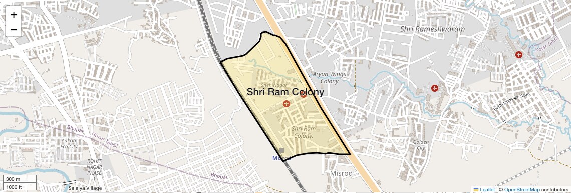 Location Map of Shri Ram Colony, Bhopal