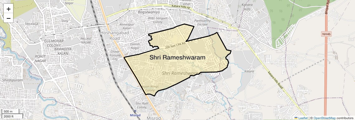 Location Map of Shri Rameshwaram, Bhopal