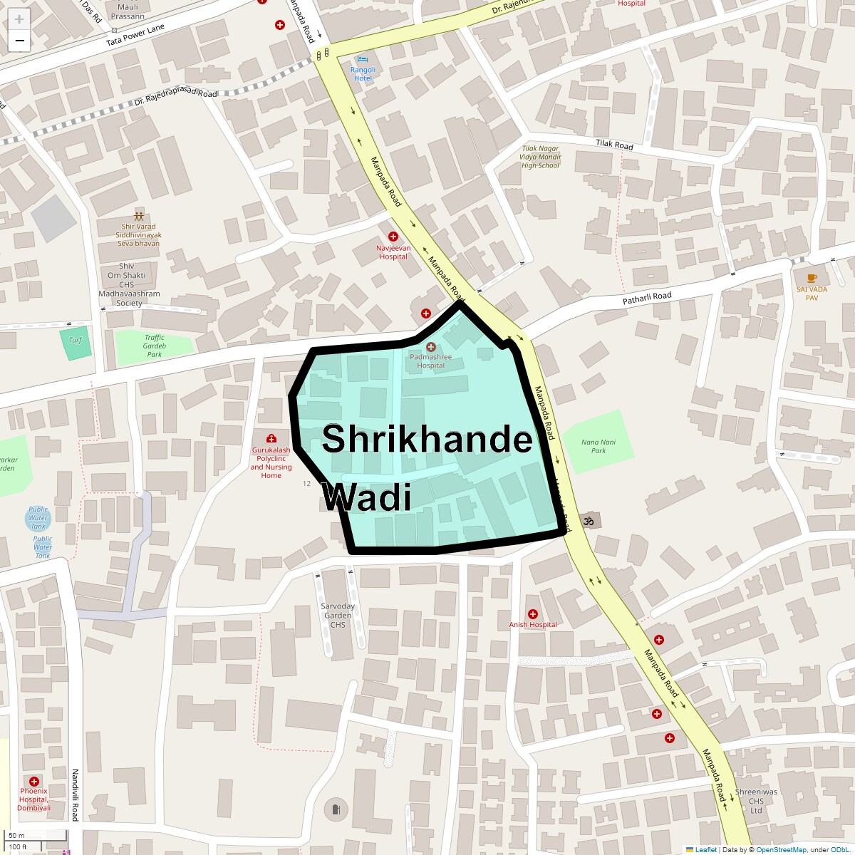 Location Map of Shrikhande Wadi, Thane