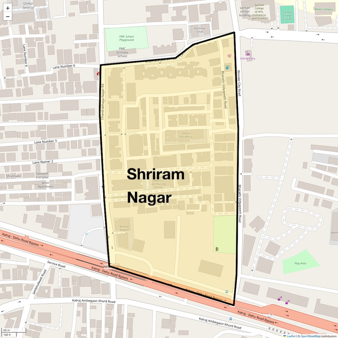 Location Map of Shriram Nagar, Pune