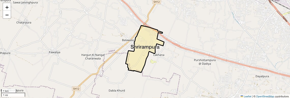 Location Map of Shrirampura, Jaipur