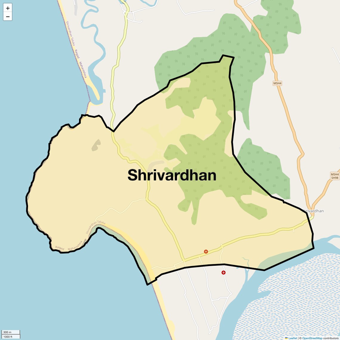 Location Map of Shrivardhan, Navi Mumbai