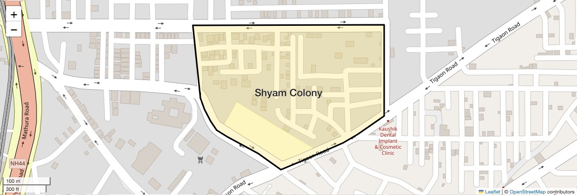 Location Map of Shyam Colony, Faridabad