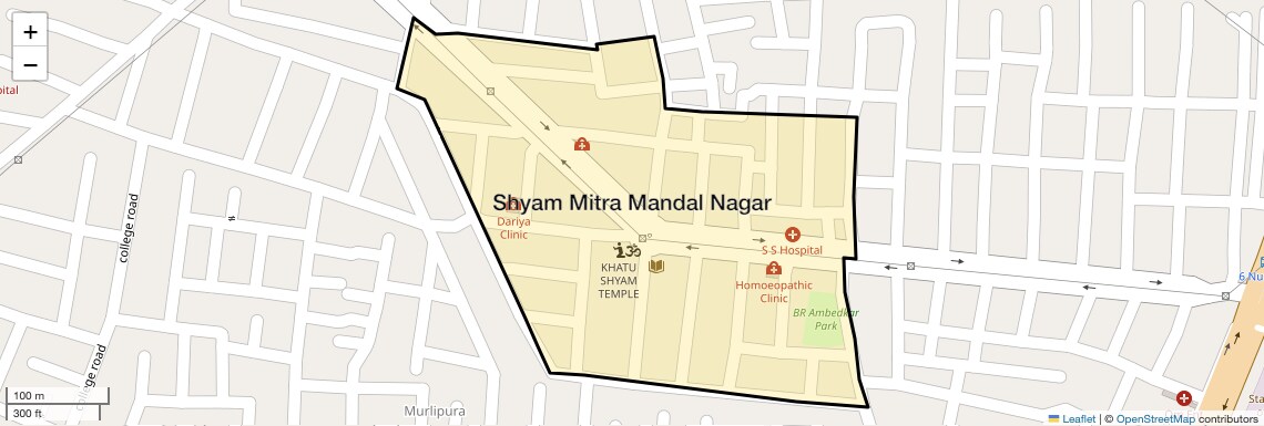Location Map of Shyam Mitra Mandal Nagar, Jaipur