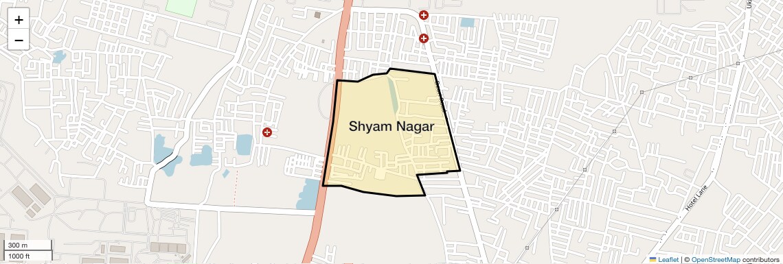Location Map of Shyam Nagar, Agra