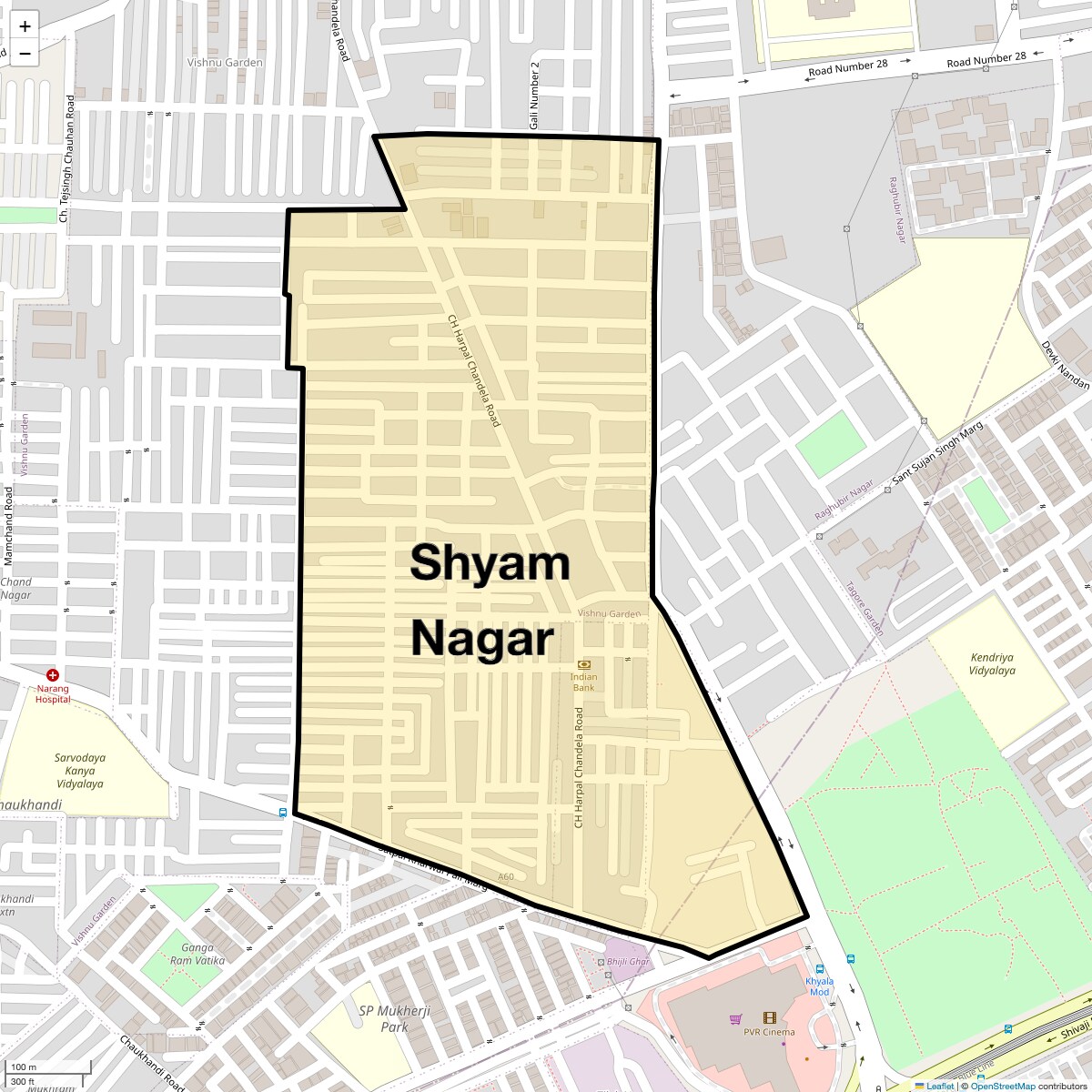 Location Map of Shyam Nagar, Delhi