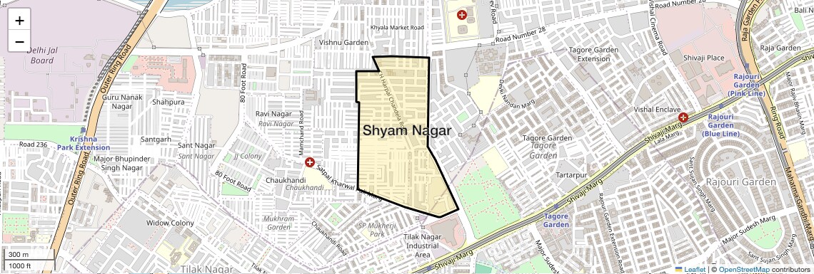 Location Map of Shyam Nagar, Delhi