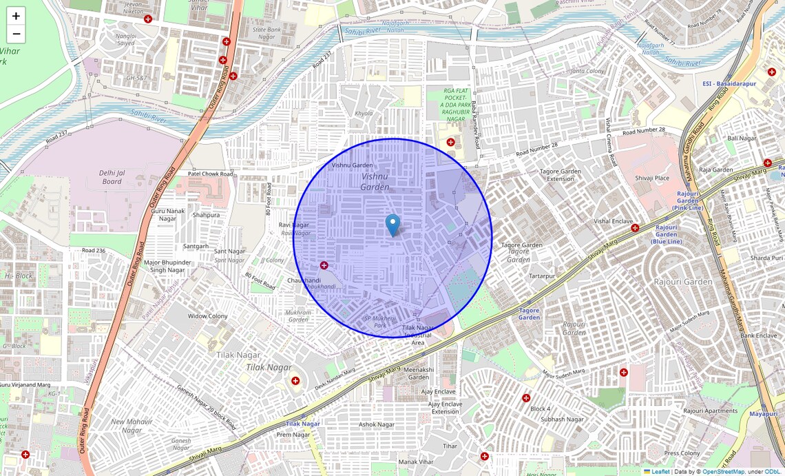 Location Map of Shyam Nagar, Delhi