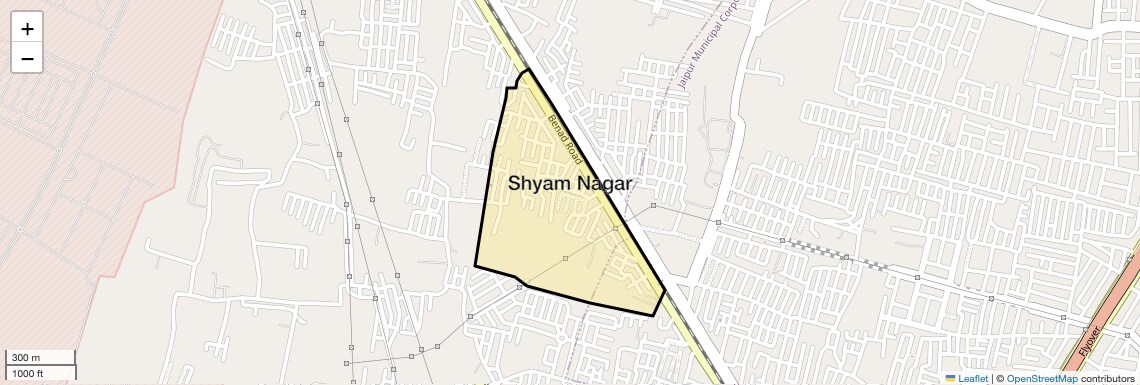 Location Map of Shyam Nagar, Jaipur