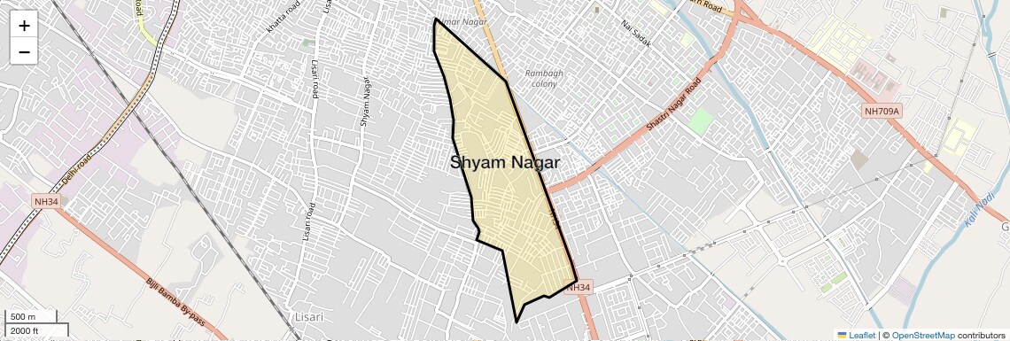 Location Map of Shyam Nagar, Meerut