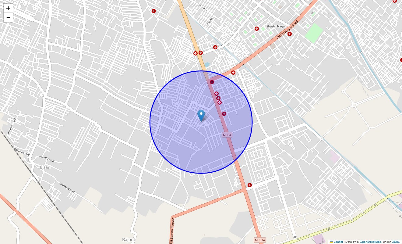 Location Map of Shyam Nagar, Meerut