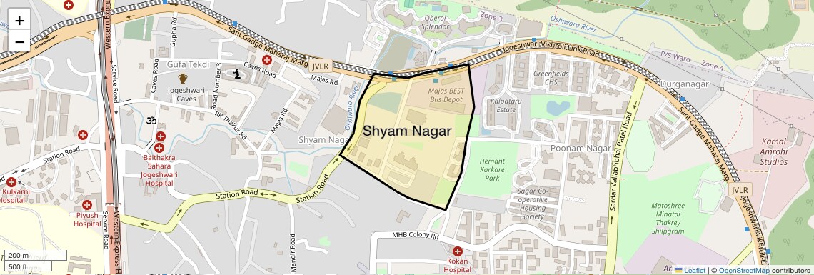 Location Map of Shyam Nagar, Mumbai