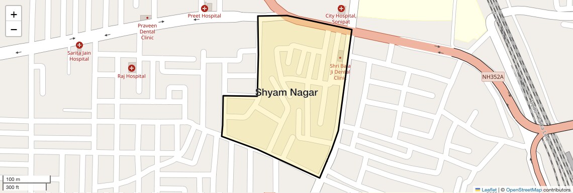 Location Map of Shyam Nagar, Sonipat