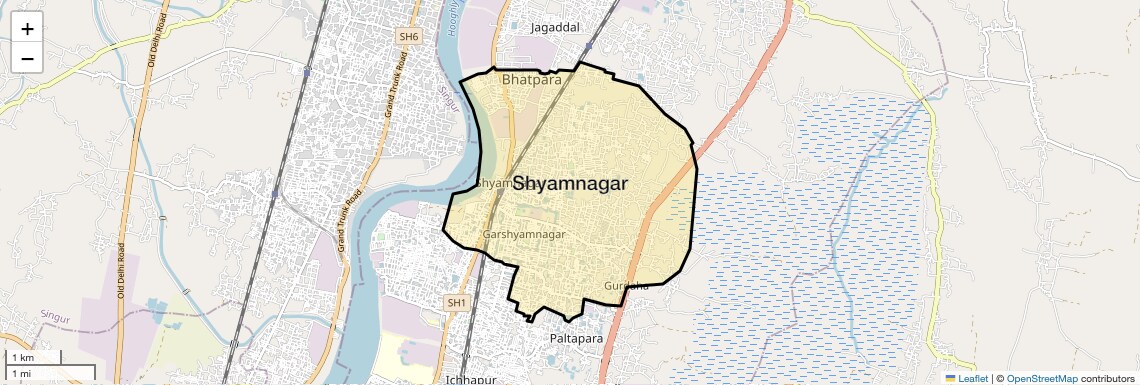 Location Map of Shyamnagar, Kolkata