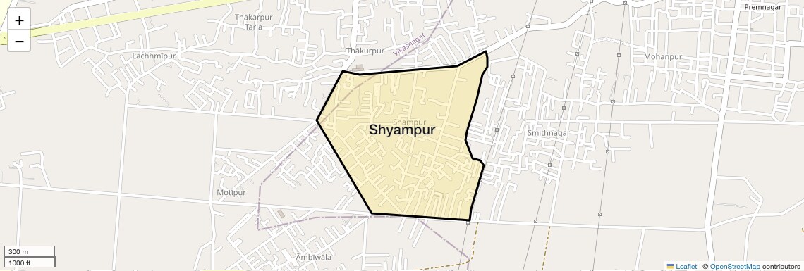 Location Map of Shyampur, Dehradun