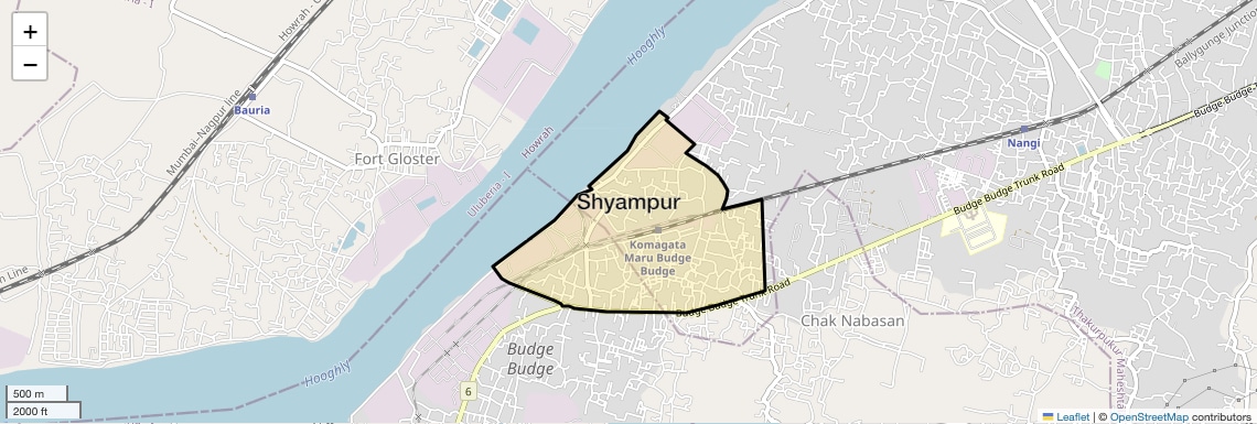 Location Map of Shyampur, Kolkata
