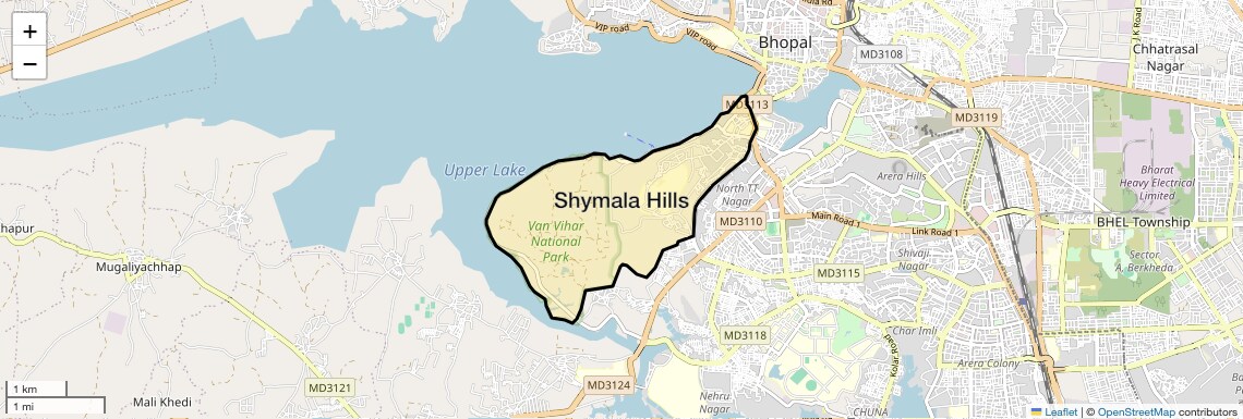Location Map of Shymala Hills, Bhopal