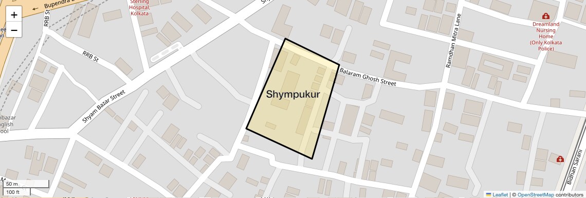 Location Map of Shympukur, Kolkata