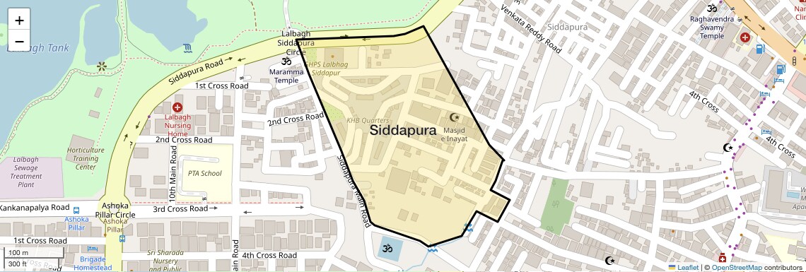 Location Map of Siddapura, Bangalore