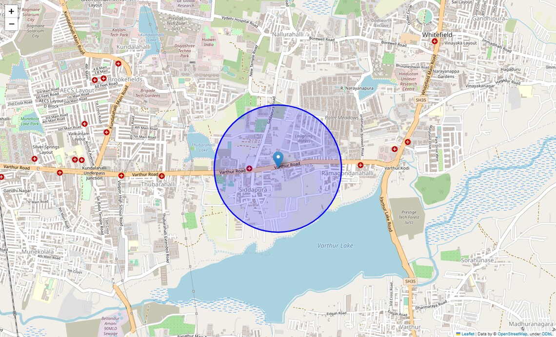 Location Map of Siddapura, Bangalore