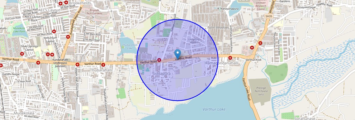 Location Map of Siddapura, Bangalore
