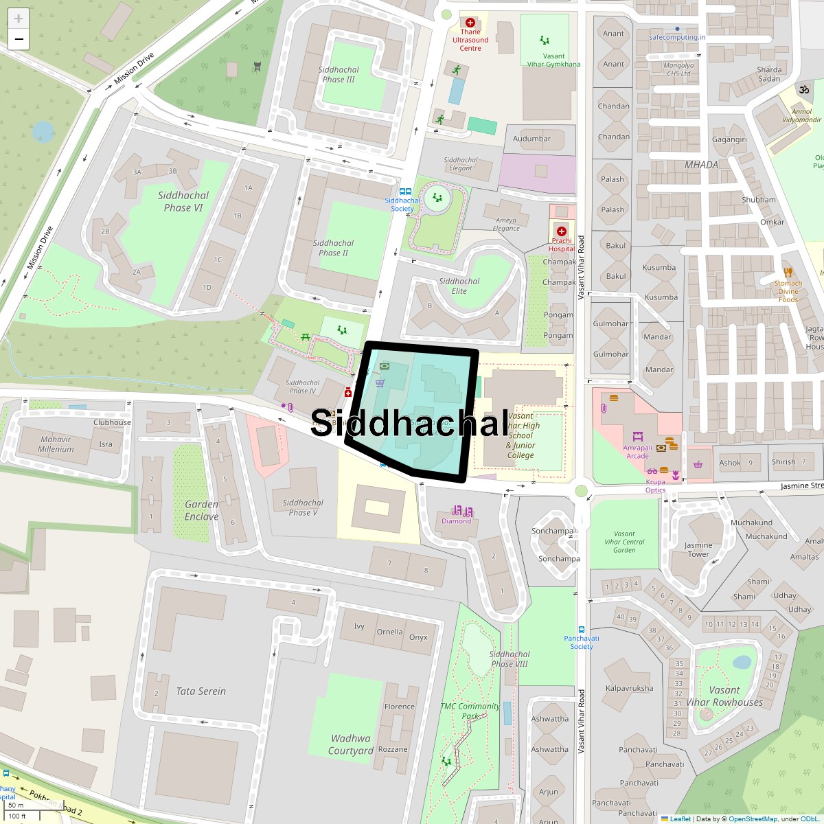 Location Map of Siddhachal, Thane