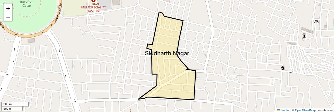 Location Map of Siddharth Nagar, Jaipur
