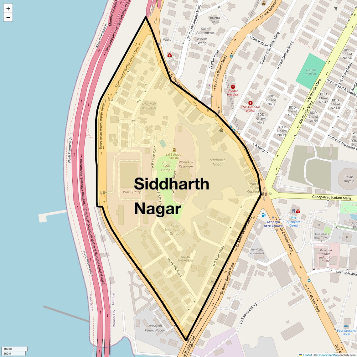 Location Map of Siddharth Nagar, Mumbai