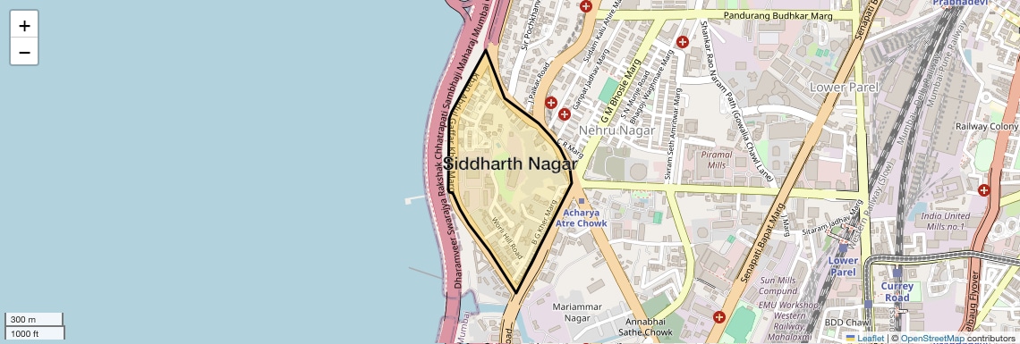 Location Map of Siddharth Nagar, Mumbai