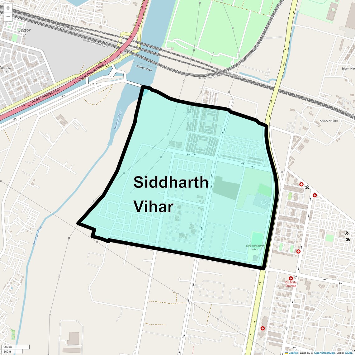 Location Map of Siddharth Vihar, Ghaziabad