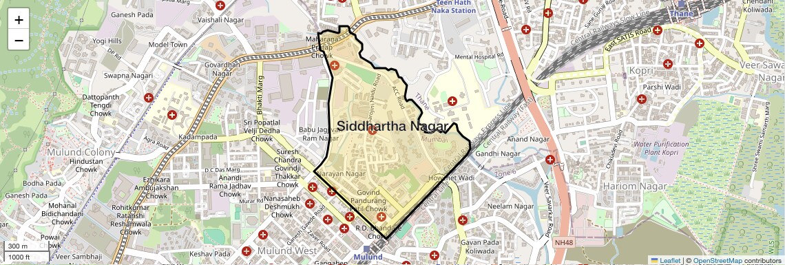 Location Map of Siddhartha Nagar, Mumbai