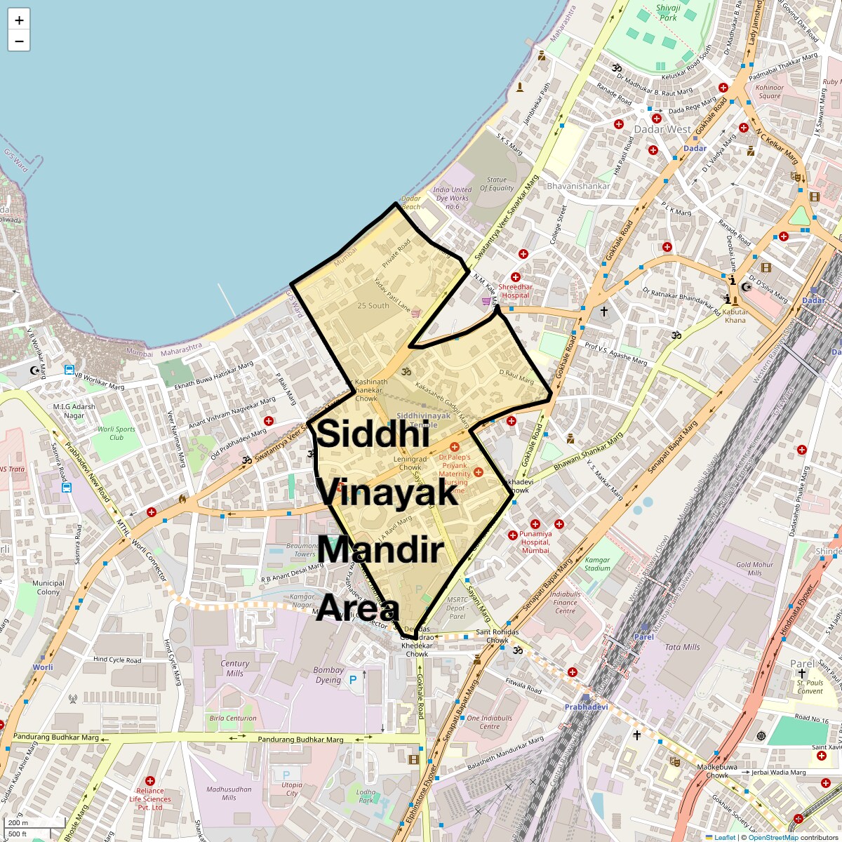 Check Time Travel of Siddhi Vinayak Mandir Area, Mumbai