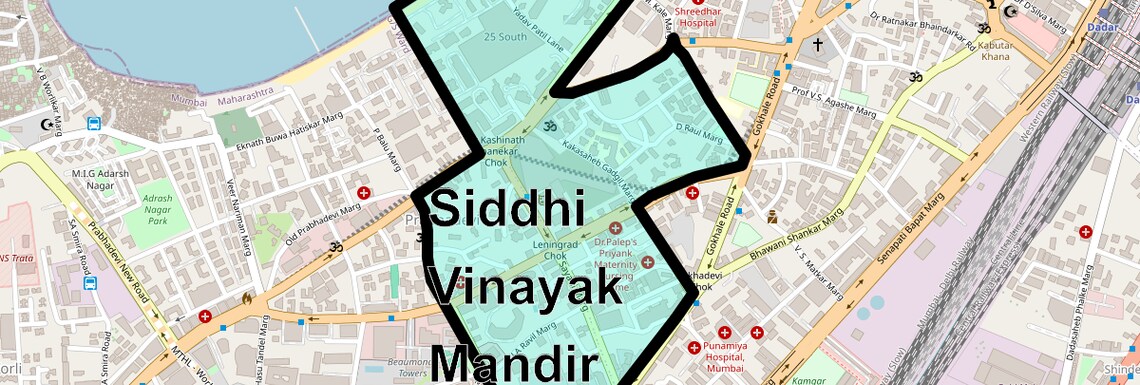Location Map of Siddhi Vinayak Mandir Area, Mumbai