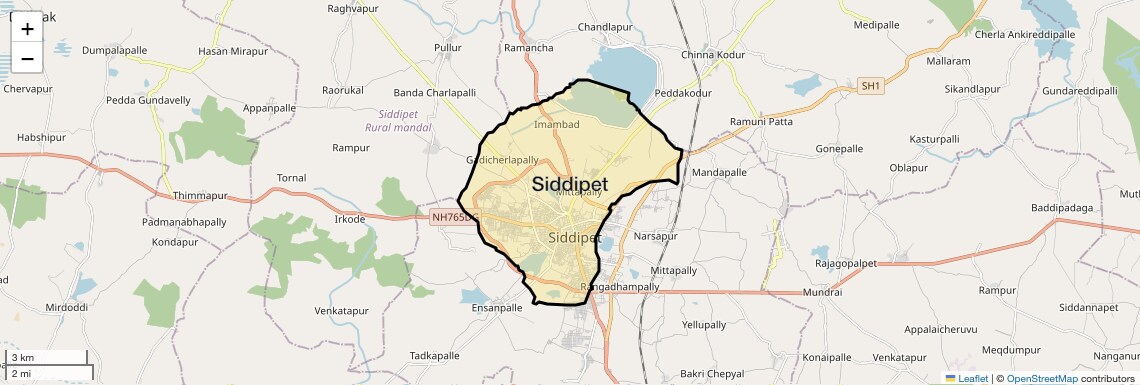 Location Map of Siddipet, Hyderabad