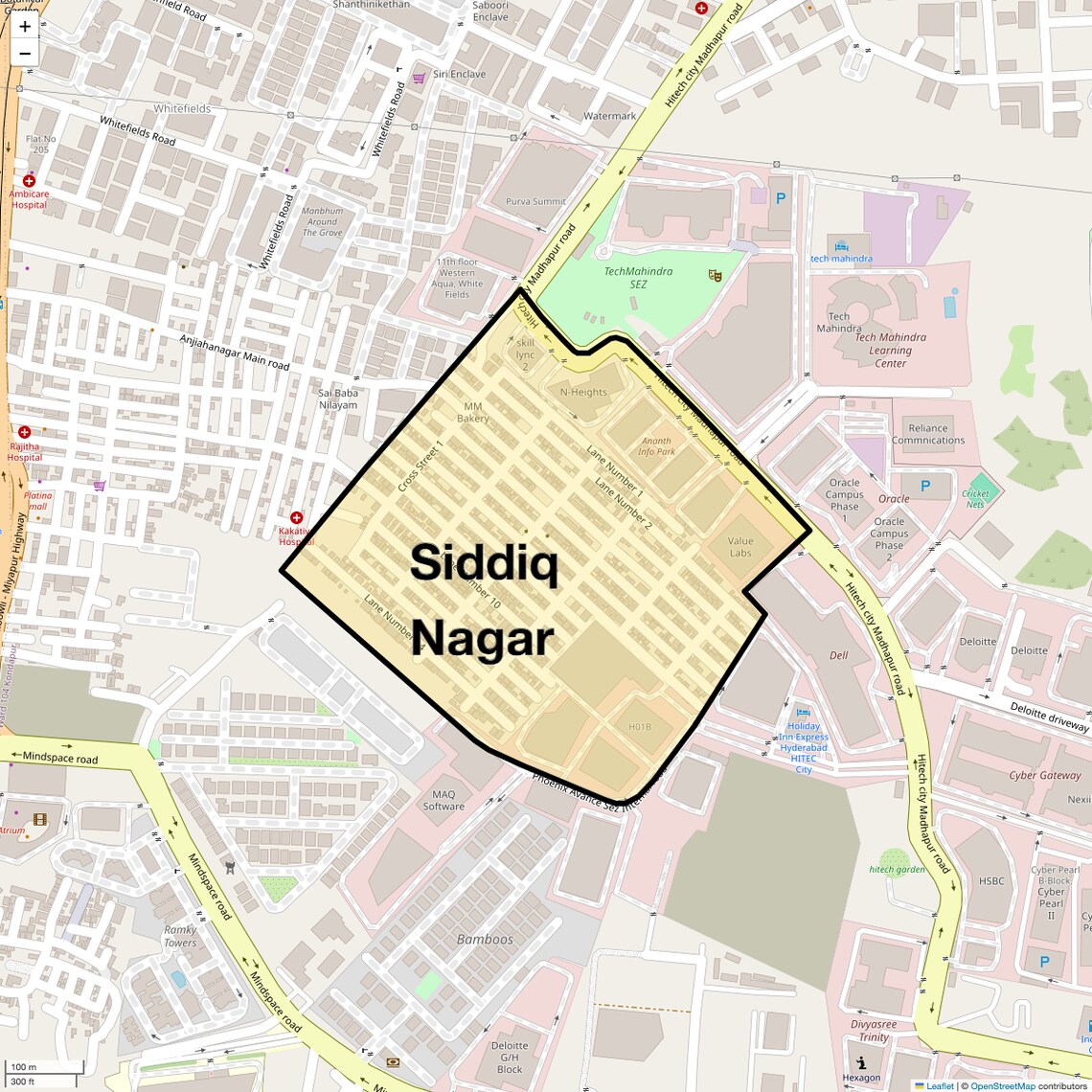 Location Map of Siddiq Nagar, Hyderabad
