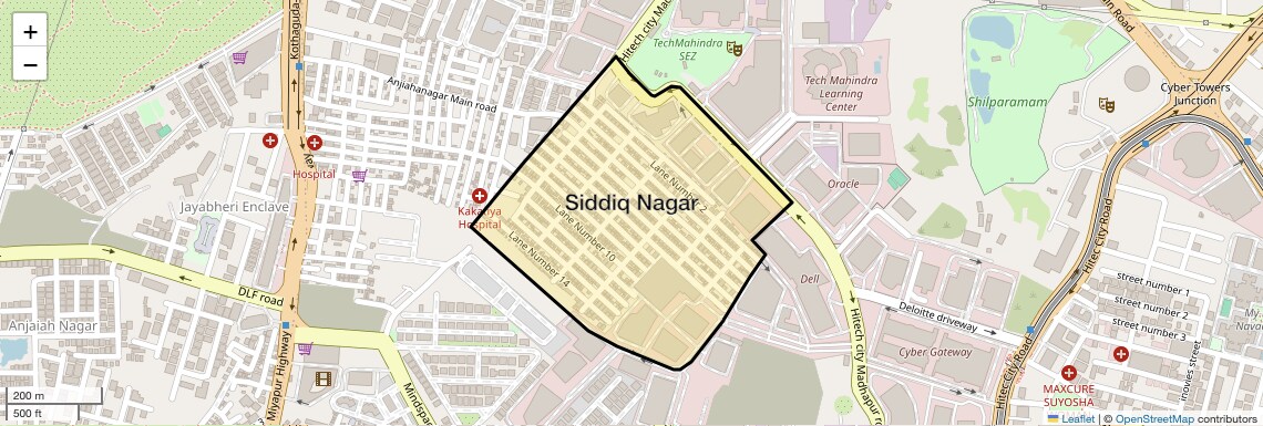 Location Map of Siddiq Nagar, Hyderabad