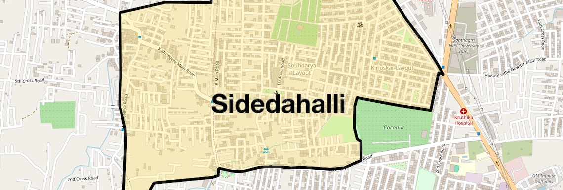 Location Map of Sidedahalli, Bangalore