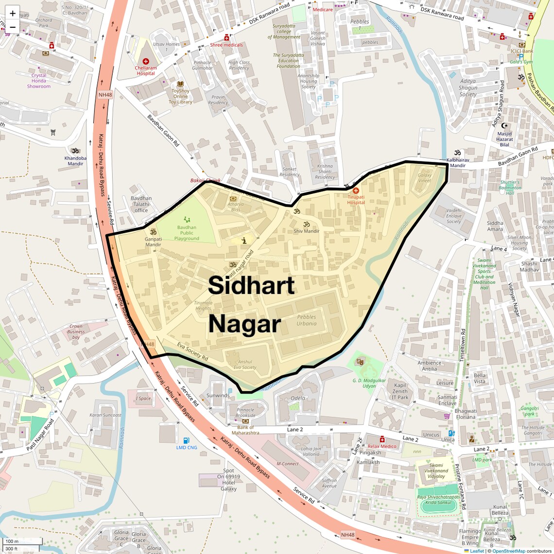 Location Map of Sidhart Nagar, Pune