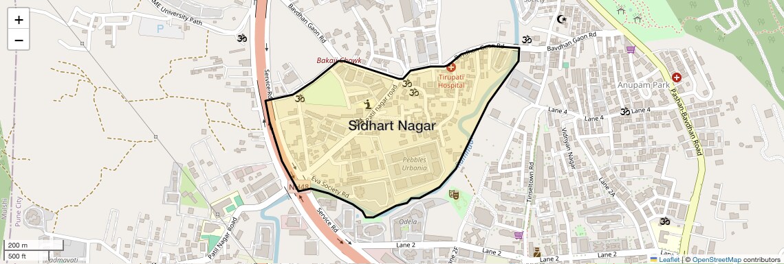 Location Map of Sidhart Nagar, Pune