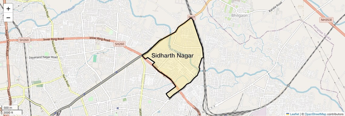 Location Map of Sidharth Nagar, Nagpur