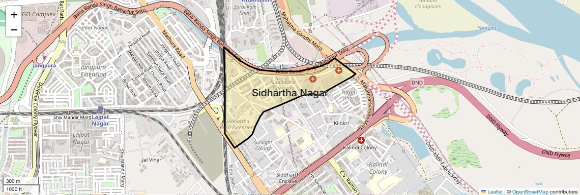 Location Map of Sidhartha Nagar, Delhi