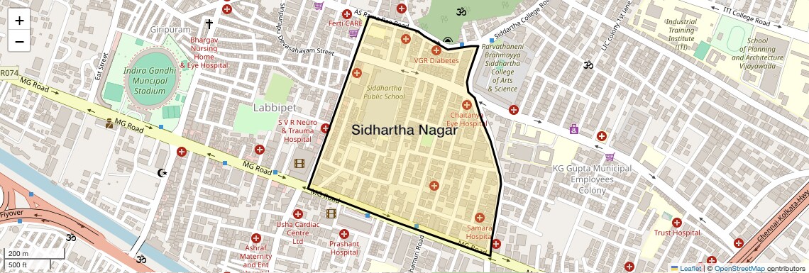 Location Map of Sidhartha Nagar, Vijayawada