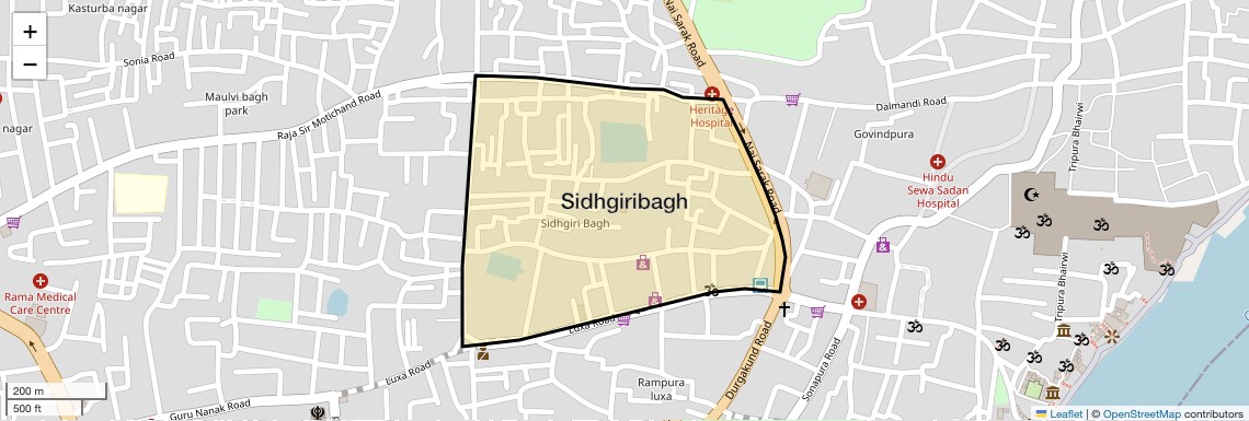 Location Map of Sidhgiribagh, Varanasi