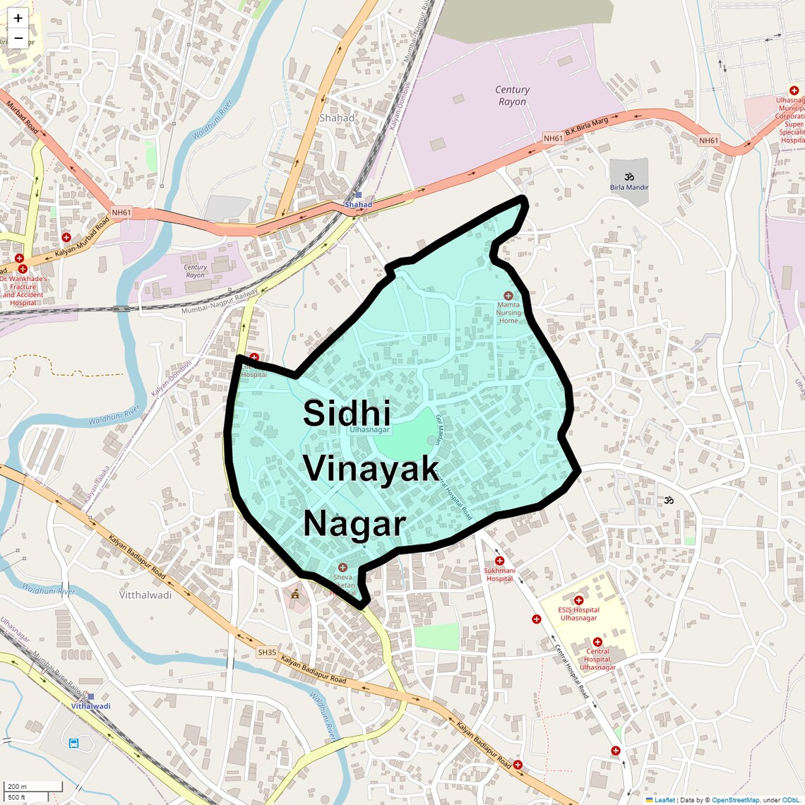 Location Map of Sidhi Vinayak Nagar, Thane