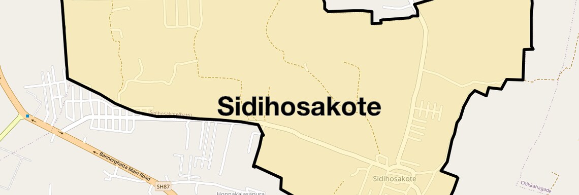 Location Map of Sidihosakote, Bangalore