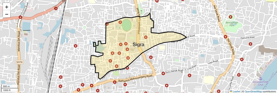 Location Map of Sigra, Varanasi