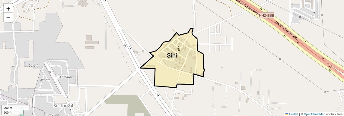 Location Map of Sihi, Gurgaon