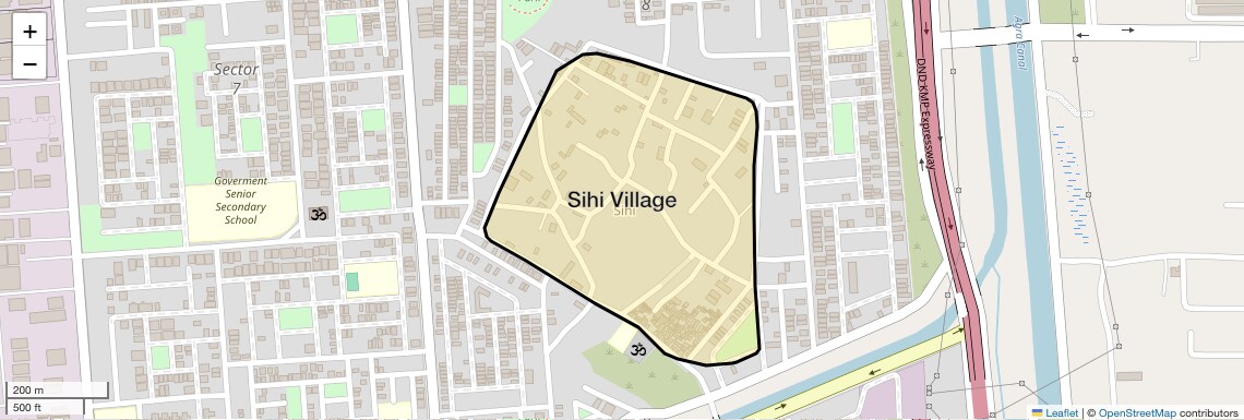 Location Map of Sihi Village, Faridabad