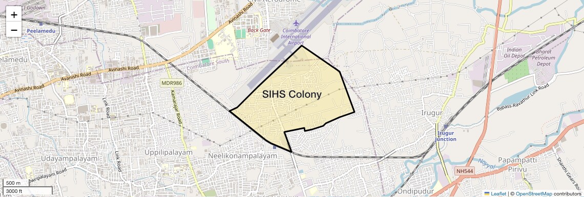 Location Map of SIHS Colony, Coimbatore
